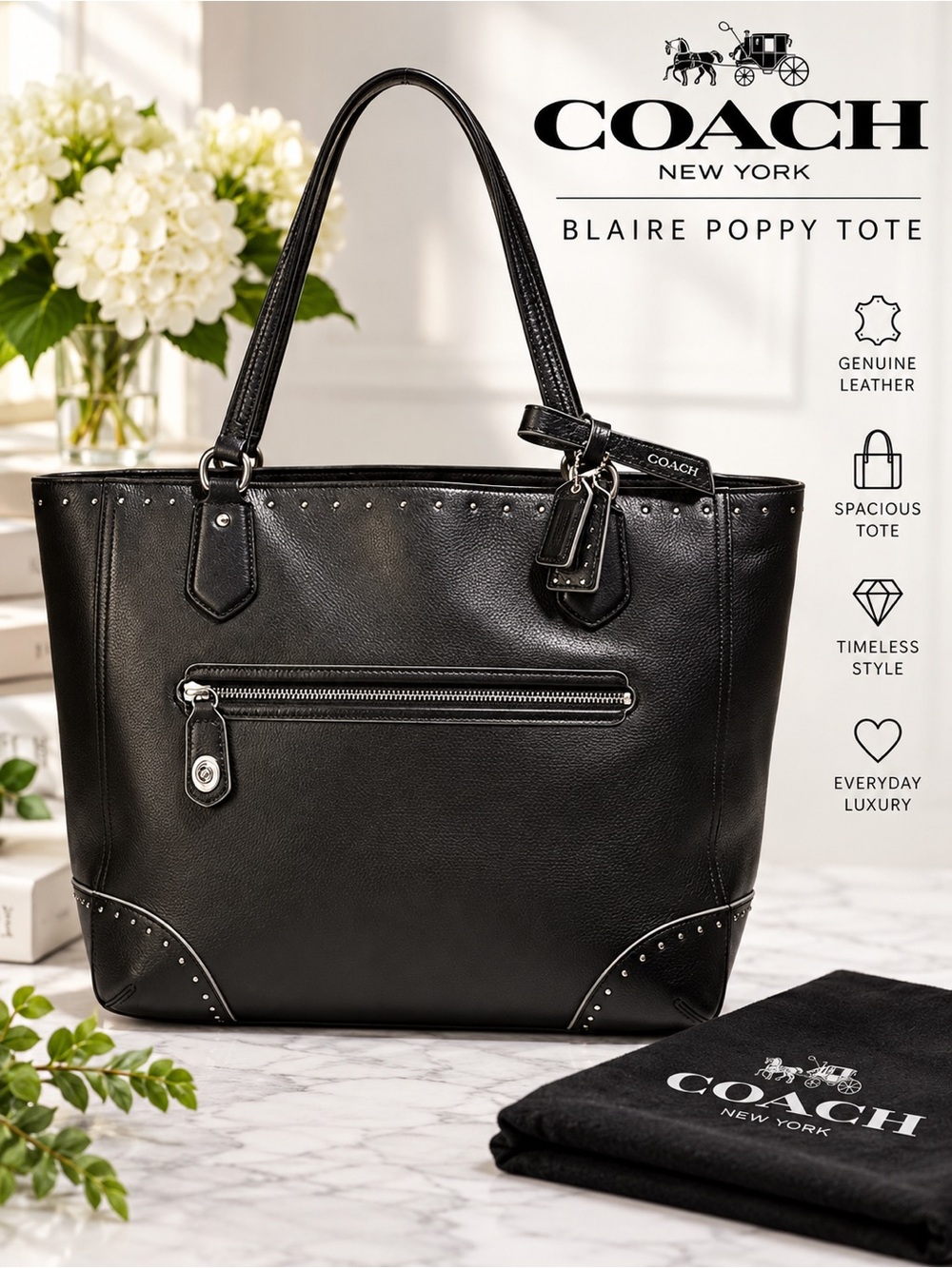 Coach Blaire Poppy Tote with Tags and COA. RARE Find!